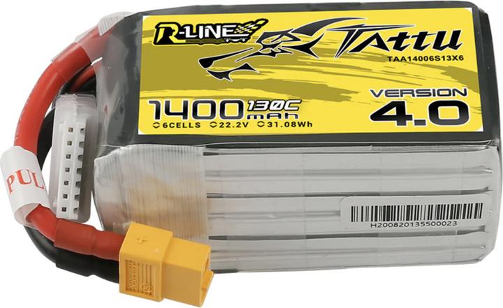 Actual product image Tattu RC Battery LiPo 1400 mAh 22.2 V 130C R-Line, V4.0 (22.20 V, 1400 mAh)