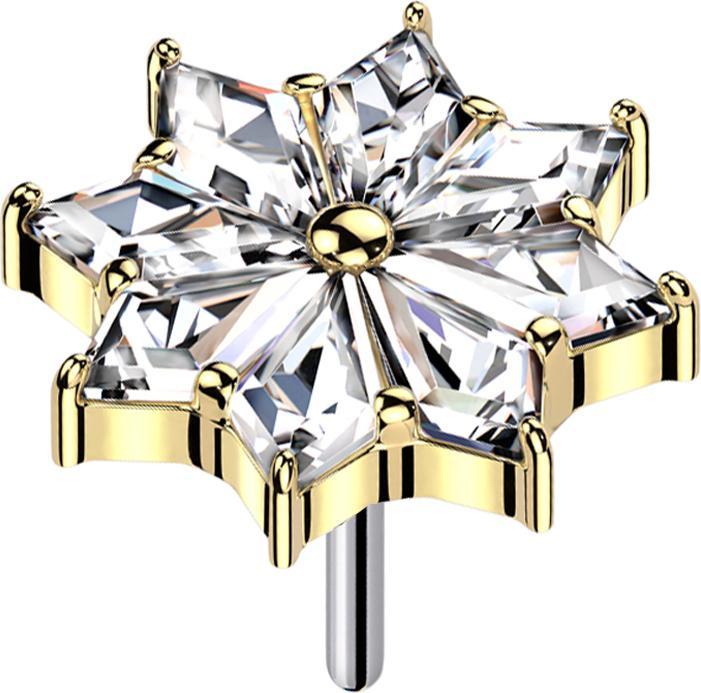 Immagine prodotto Star Piercing Fiore Threadless placcato oro con cristalli di diamante argento (senza ottone, Titanio G23)
