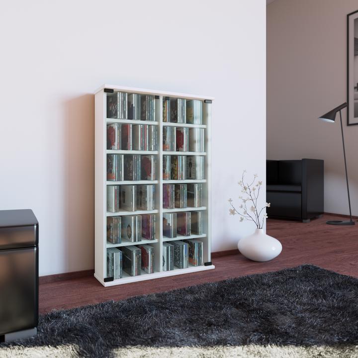 Produktbild VCM Holz CD DVD Stand Regal Roma mit Glastür (60 x 18 x 92 cm)