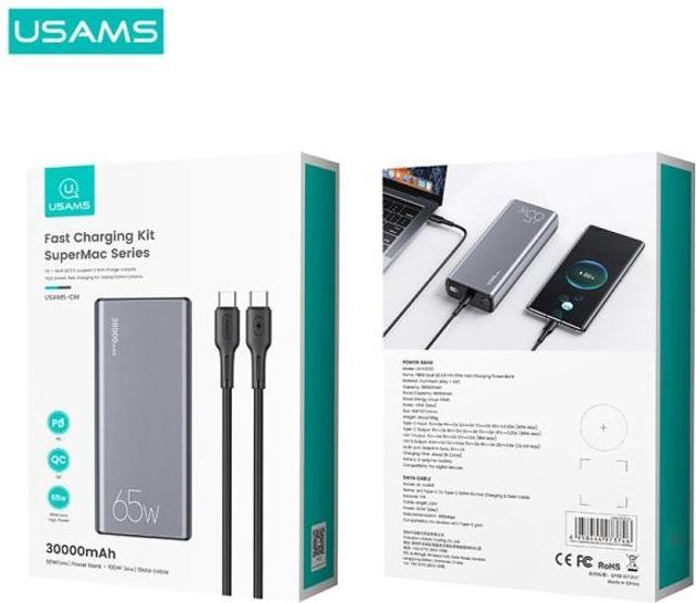 Actual product image Usams SuperMac Series (30000 mAh, 65 W, 111 Wh)