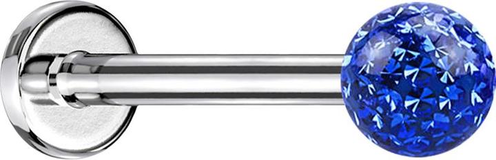 Produktbild Star Piercing Micro Labret silber mit Kristallkugel dunkelblau und Epoxy Schutzschicht (Chirurgenstahl 316L, ohne Messing)