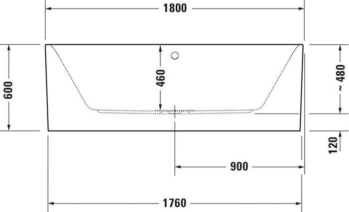 Actual product image Duravit Bathtub HAPPY D.2 PLUS 180x80 freist acrylic cladding white white (170 l, 180 cm, 80 cm)