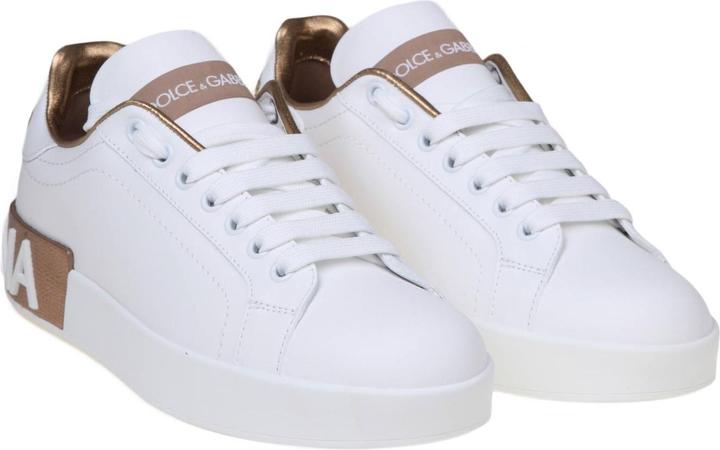 Image du produit Dolce & Gabbana portofino sneakers in white and gold leather (41)