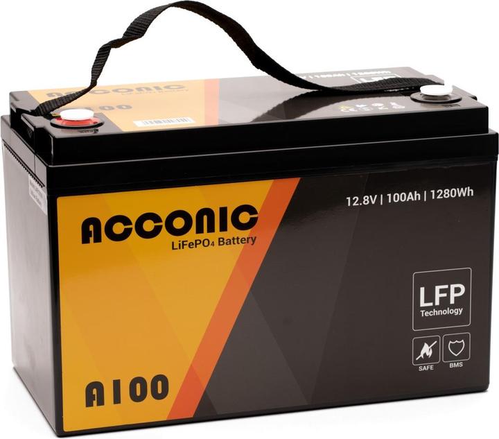 Acconic A100 Pile d'alimentation au lithium LiFePO4 (12.80 V, 100 Ah)