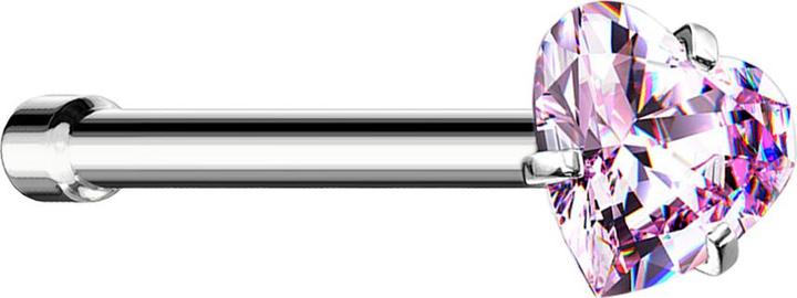 Immagine prodotto Star Piercing Nasenstecker gerade silber Kristallherz pink gefasst (senza ottone, Acciaio chirurgico 316L)