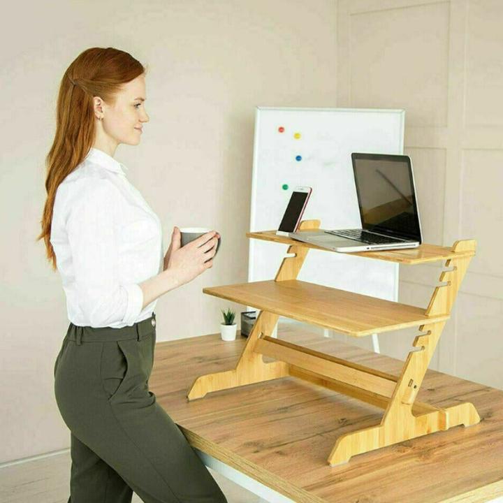 Image du produit Hermex Rehausseur de bureau ergonomique Table d'ordinateur portable Poste de travail mobile debout