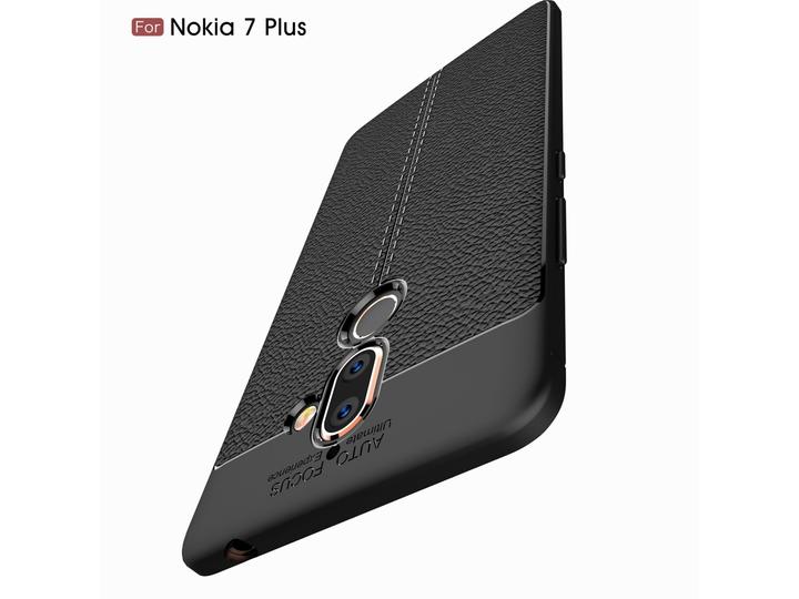 Actual product image Screenguard Nokia 7 Plus Cover Leather Design TPU Cover (Nokia 7 Plus)