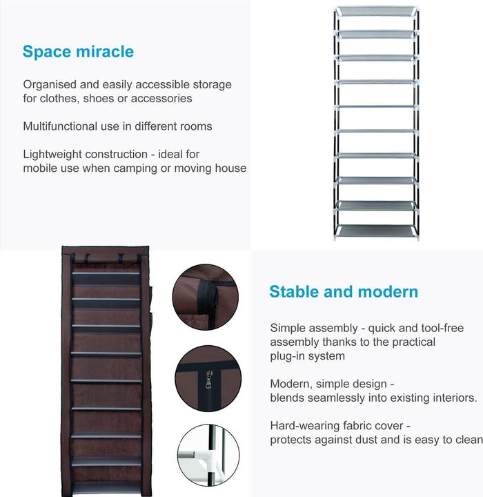 Produktbild Intirilife Faltbarer Stoffschrank (58 x 28 x 170 cm)