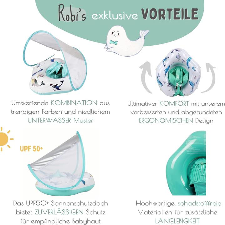 Image du produit Activity Board Anneau de natation unique avec motifs peints à la main | Aide à la natation innovante avec toit
