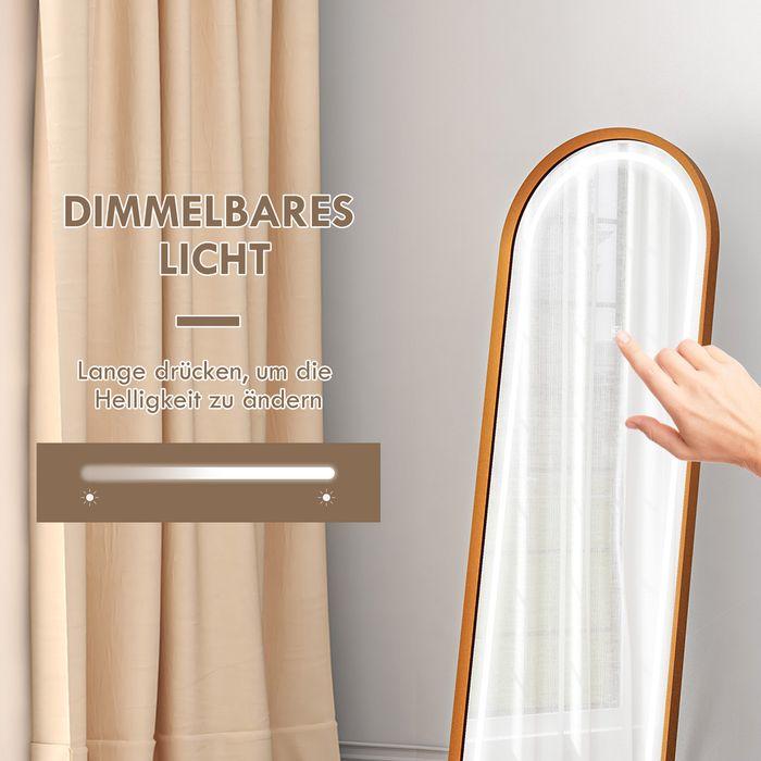 Image du produit Swisshandel24 Miroir intégral, 47 x 146 cm Miroir mural avec support, miroir sur pied avec lampe LED, variateur (50 x 151.5 cm)