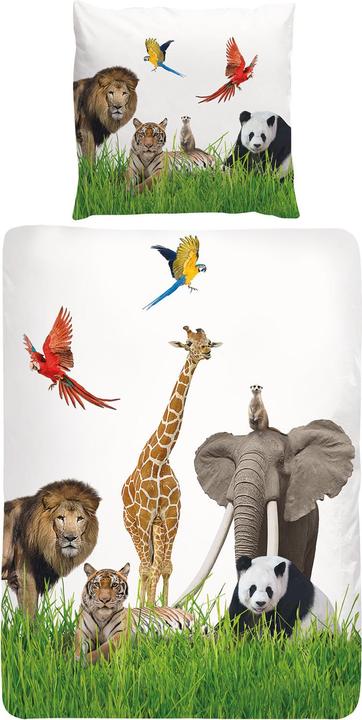Image du produit Traumschlaf Bettwäsche Löwe Panda Elefant (Set de linge de lit, 135x200 cm + 80x80 cm)