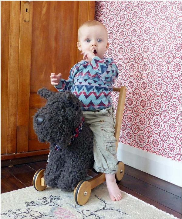 Actual product image little bird told me Scottie Dog Push Along