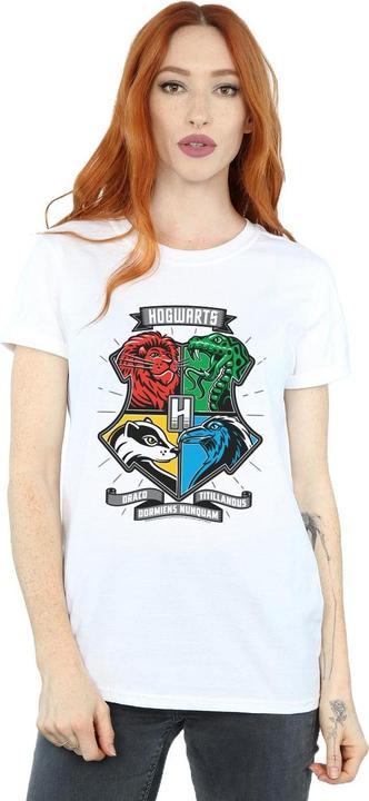 Actual product image Womens/Ladies Hogwarts Toon Crest Cotton Boyfriend T-Shirt (XL)