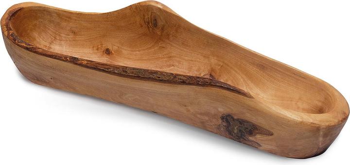 Natura Punto Baguette bowl, oblong bowl, rustic, 35 cm, olive wood