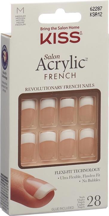 KISS Salon Acrylic French Nails - Rumour Mill (Kunstnägel, Weiss, Transparent)
