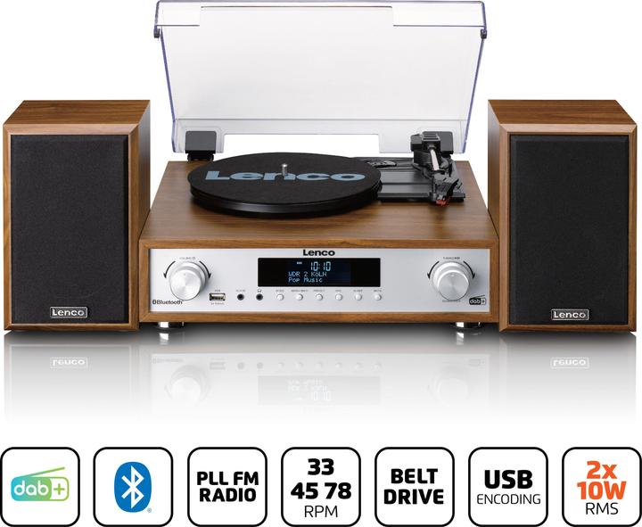 Actual product image Lenco MC-160WD (Bluetooth, Record player, 2x 10 W)