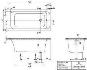 Produktbild Villeroy & Boch Rechteckbadewanne Omnia Architectura 70 x 140 cm alpinwei glatt UBA147ARA2V-01 (180 l, 140 cm, 70 cm)