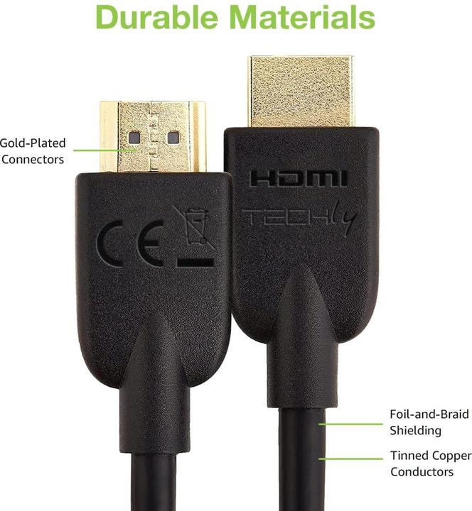 Actual product image Techly HDMI 4K 60Hz High Speed Connection Cable with Ethernet black 0.5m (0.50 m, HDMI)