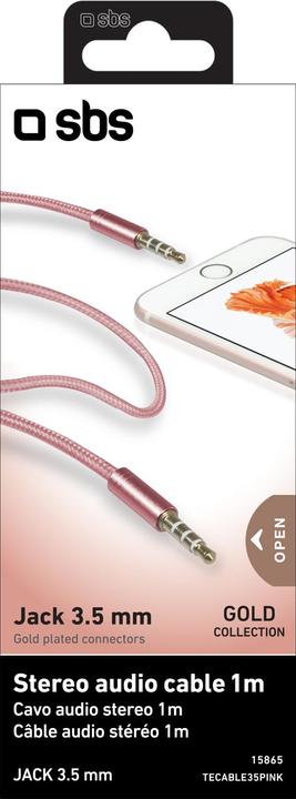 Image du produit SBS Câble audio stéréo, prise jack 3,5 mm, Gold Collection pour téléphones portables et smartphones (1 m, Jack 3,5 mm (AUX))