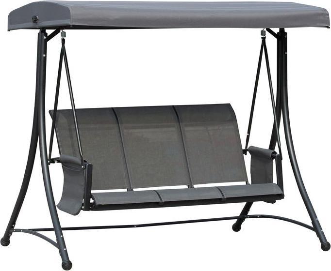 Produktbild Swisshandel24 3-Sitzer Hollywoodschaukel, Gartenschaukel mit Sonnendach, Schaukelbank mit Ablage, Aluminium, Grau