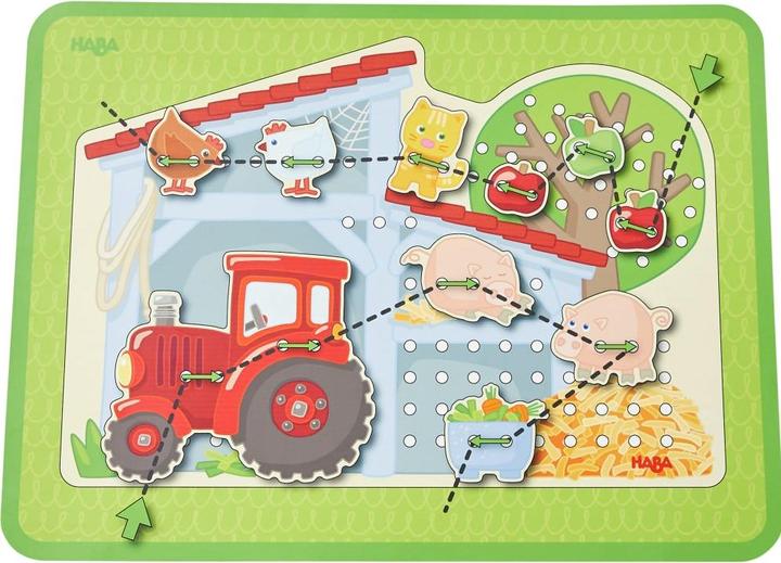 Produktbild Haba Fädelspiel Bauernhof (Französisch, Deutsch, Italienisch, Englisch, Niederländisch, Spanisch)