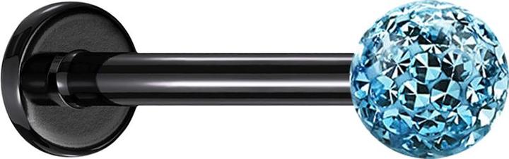 Produktbild Star Piercing Micro Labret schwarz mit Kristallkugel aqua Epoxy Schutzschicht (Titan G23, ohne Messing)