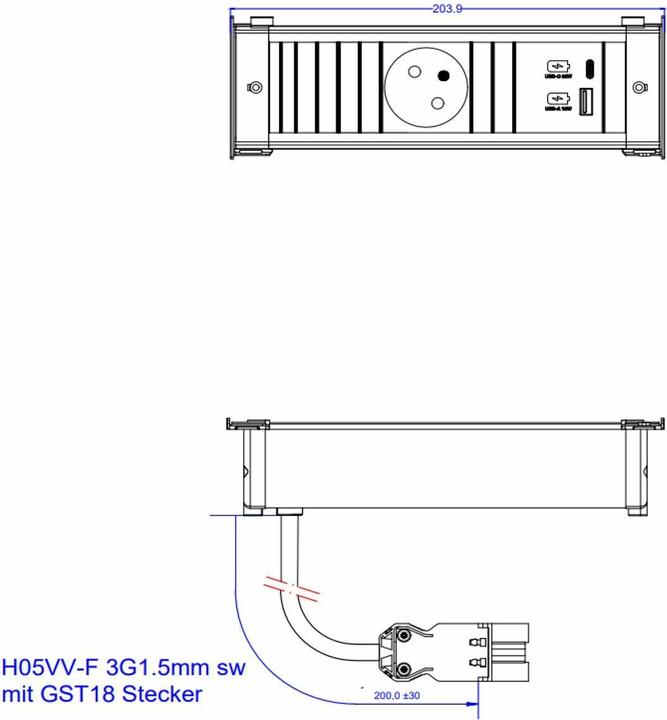 Image du produit Bachmann KAPSA S 1xUTE 1xUSB A&C 22W 0,2m GST18 (1 x, CEE 7/3, PECO 7/5, 0.20 m)