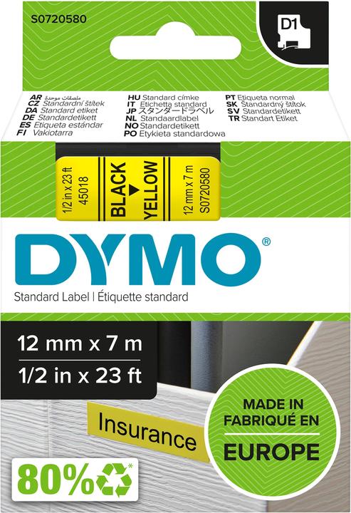 Produktbild Dymo S0720580 Standardband (1.20 cm, Gelb)
