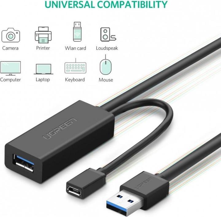 Produktbild Ugreen USB 3.0 Verlängerungskabel mit Repeater Signal Booster (10 m, USB 3.2 Gen 1)