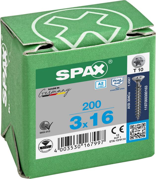 Image du produit Spax Vis pour panneaux agglomérés A2 (200 Vis par pièce)