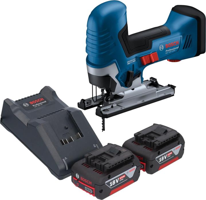 Bosch Professional Bosch GST 18V-125 S Professional Akku Stichsäge 18 V 125 mm Brushless + 2x Akku 4,0 Ah + Ladegerät