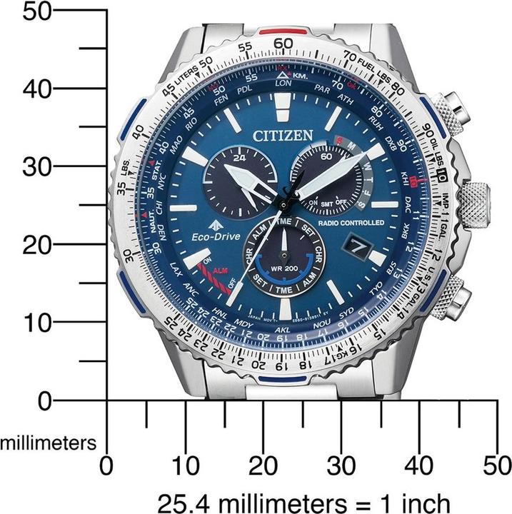 Actual product image Citizen Eco-Drive Promaster - CB5000-50L (Chronograph, Radio-controlled clock, 47 mm)