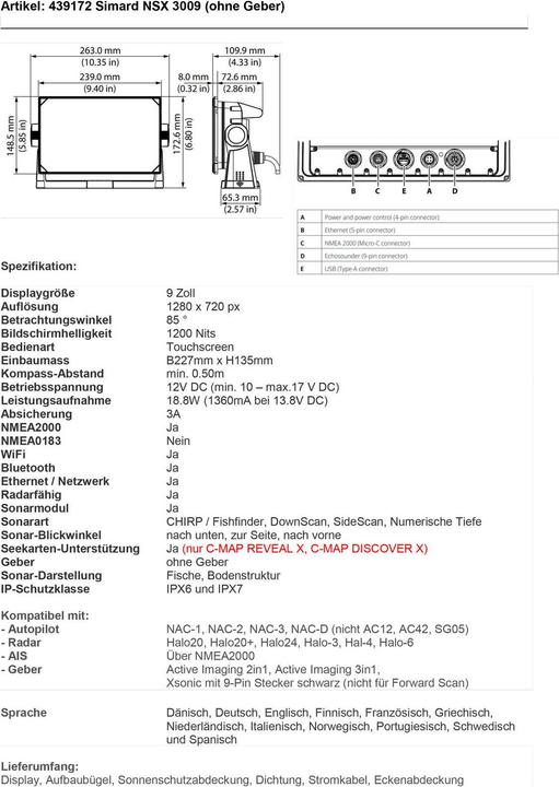 Actual product image Simrad NSX Multi Function Display (9")