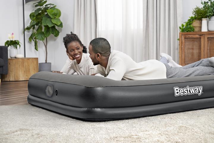 Actual product image Bestway Tritech Queen Air Mattress with Built-in USB Pump 2.03 m x 1.52 m x 36 cm
