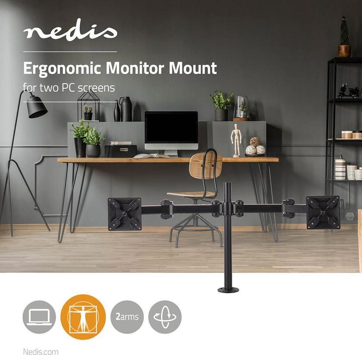 Produktbild Nedis Dual-Monitorhalterung - Tischhalterung für 14 bis 24 Zoll zwei (Tisch, 24.02")