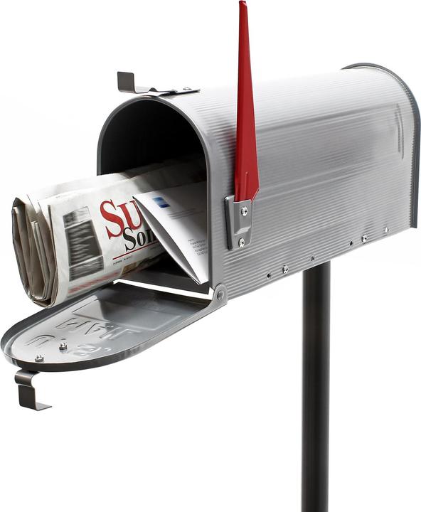 Wiltec Set US Mailbox grau 180x220x480mm amerikanischer Briefkasten Ständer