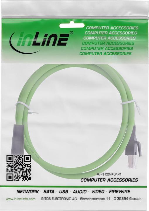 Produktbild InLine Industrie Netzwerkkabel, M12 8-pin X-kodiert Stecker zu RJ45 Stecker, Cat.6A PUR, 1m (SF/UTP, CAT6, 1 m)