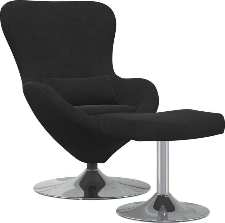 Image du produit VidaXL Chaise oeuf avec repose-pieds en velours noir