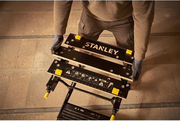 Actual product image Stanley Workmate with bamboo worktop and dual working height, loadable up to 250kg (50.50 cm, 54 cm)