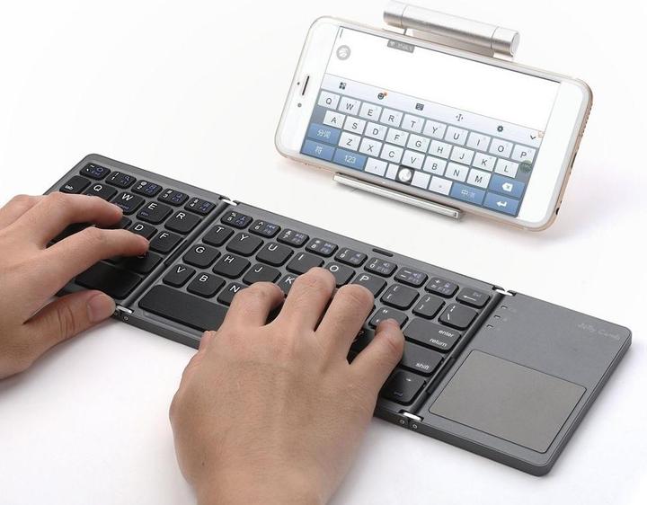Produktbild Apfelkiste Faltbare Mini Bluetooth Tastatur Keyboard (QWERTY) mit Touchpad (US, Kabelgebunden)
