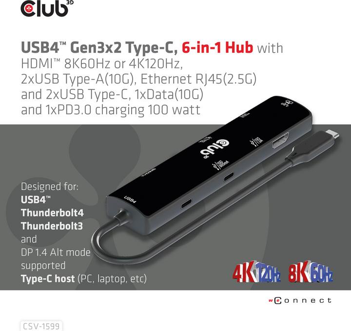 Produktbild Club 3D CSV-1599 (USB-C, 1 Ports)