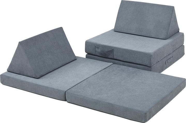 Actual product image En.Casa Spielsofa Norhulta 5-tlg. 120x66x46 cm Cord Grau (Children sofa)