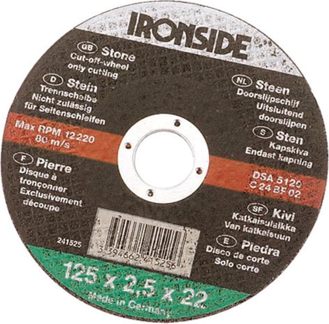 Immagine prodotto Ironside Disco da taglio per pietra 125 x 2,5 mm foro 22mm