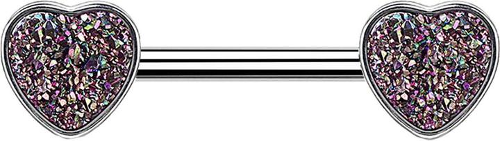 Immagine prodotto Star Piercing Barbell silber mit Herz Druse Stein schwarz (senza ottone, Acciaio chirurgico 316L)