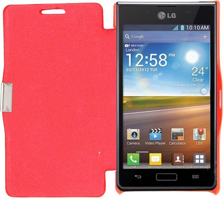 Produktbild König Design Handyhülle Tasche für LG Optimus L7 / P700 rot gebürstet (LG Optimus L7)