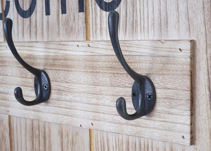 Actual product image Mendler Wall coat rack Welcome, Shabby Look Vintage, 91x60cm - natural brown