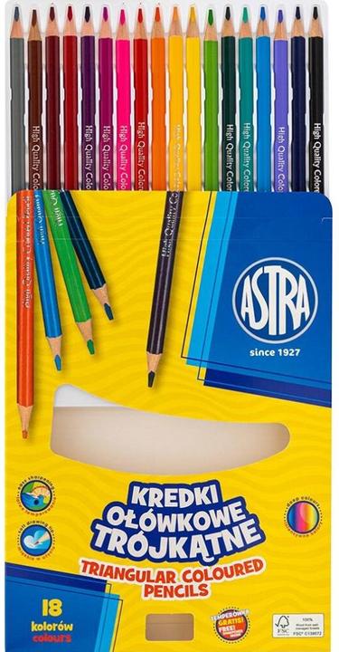 Produktbild Astra Buntstifte dreieckig 18 Stück mit Anspitzer (Mehrfarbig, 18 x)
