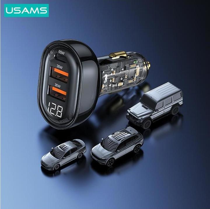 Usams Ład. sam. 1xUSB-C 2xUSB-A 125W Fast Charge transparent black CC158CC01 (US-CC158)