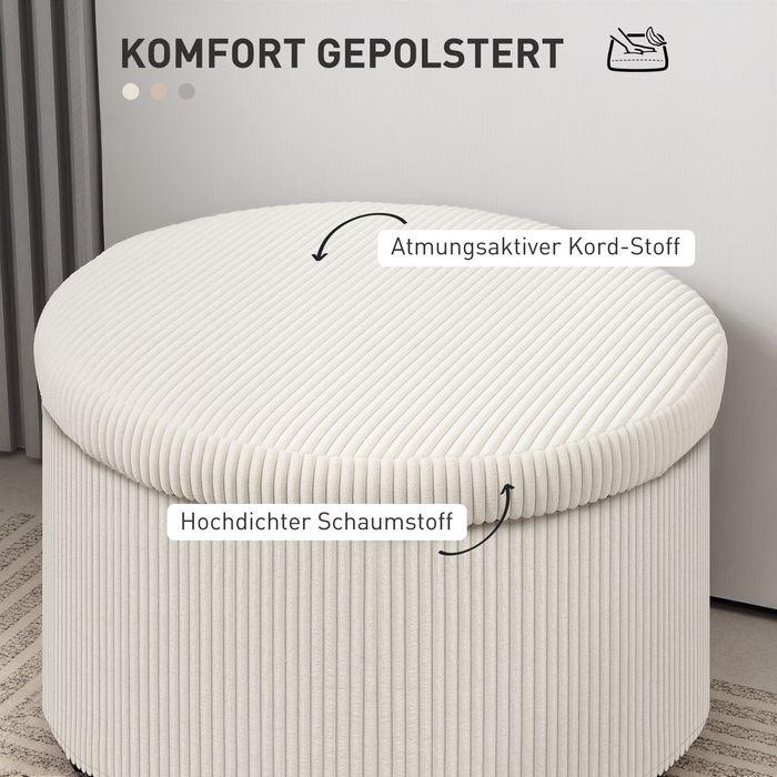 Actual product image Swisshandel24 Sitzhocker mit Stauraum Hocker mit Deckel, Runder Polsterhocker für Wohnzimmer