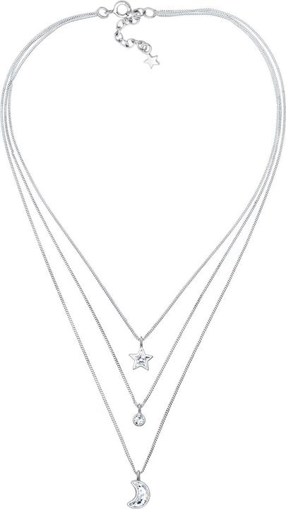 Elli Halskette Layer Mond Stern Kristalle 925 Silber (925er Sterling Silber, Glaskristall, 40 cm)